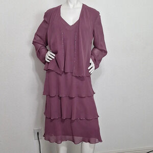 Vintage Patra Beaded Romantic Coquette Tiered Formal Party Cocktail Dress Sz. 14